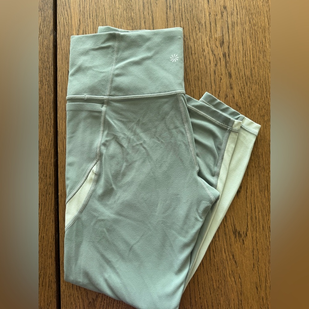 Athleta Sage Green Leggings with Striped Detail - Picture 6 of 8